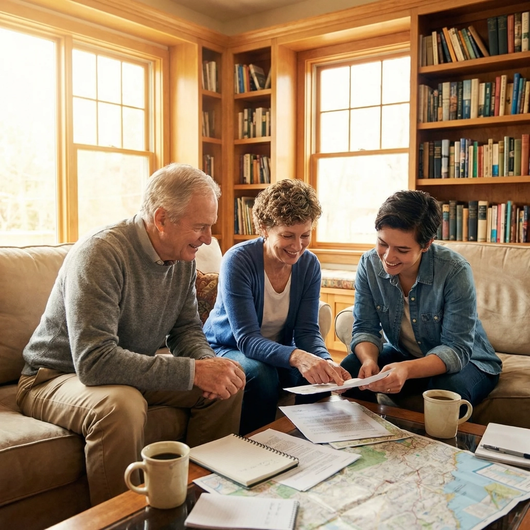 Familie berät über Optionen für die Immobilie im Alter