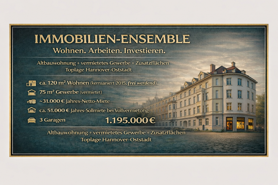Oststadt-Immobilienensemble: Stilvolles Wohnen trifft rentable Investition!, 30161 Hannover / Oststadt, Erdgeschosswohnung